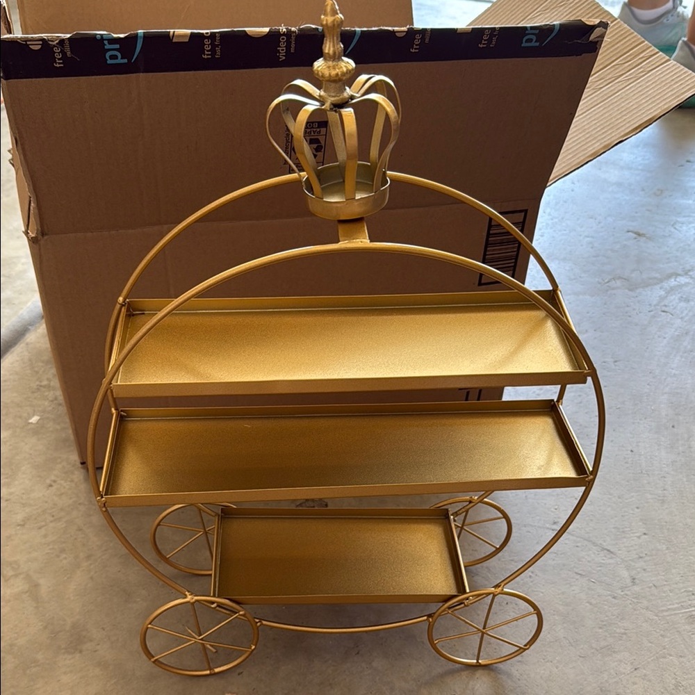 Wedding or Shower or Other Use- Gold Carriage-Shaped Desert Tier